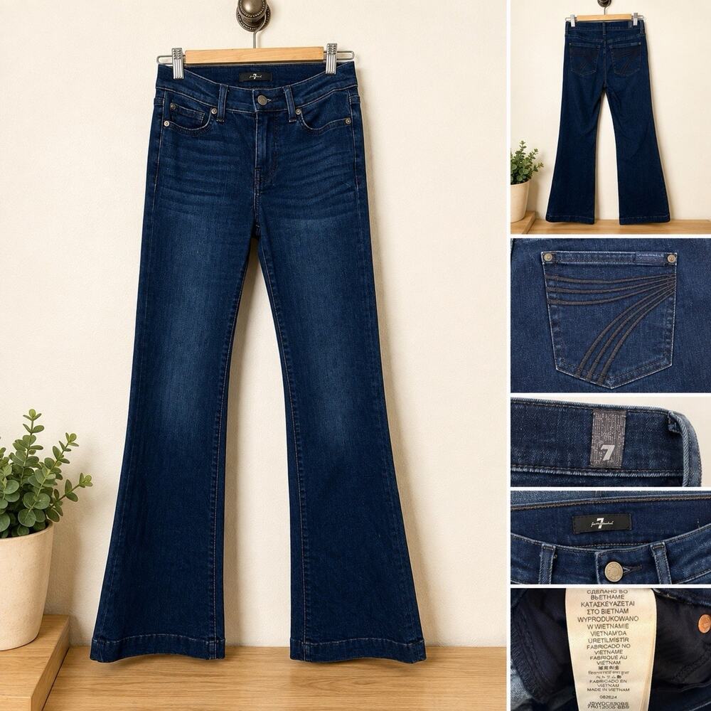 7 For All Mankind Women’s 25 x 32 Dark Blue Dojo Bootcut Flare Jeans